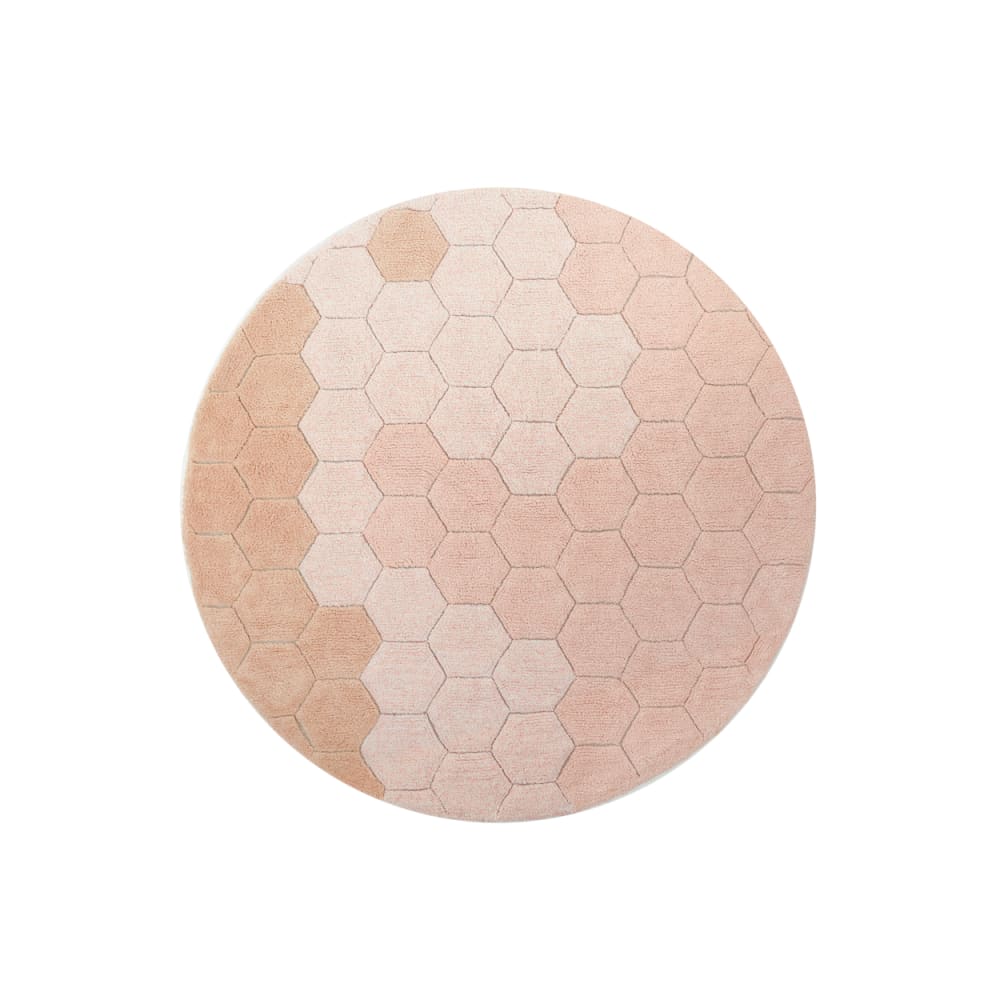 Tapis lavable nid d'abeille rond en coton rose Ø 140 cm