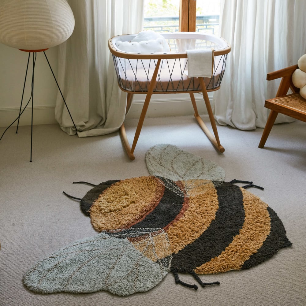 Tapis lavable bee en coton golden 115 x 150 cm - Maisons du Monde