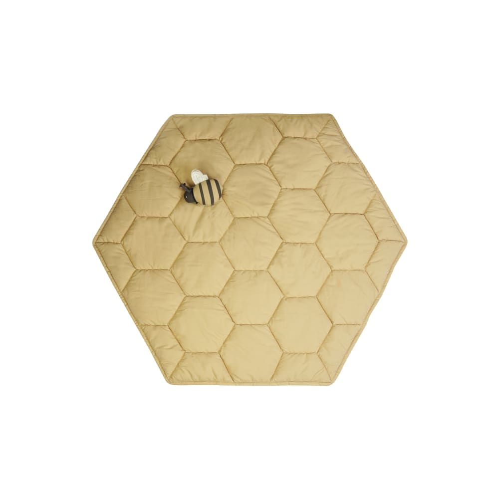 Tapis de jeu nid d'abeille en coton miel 100 x 100 cm
