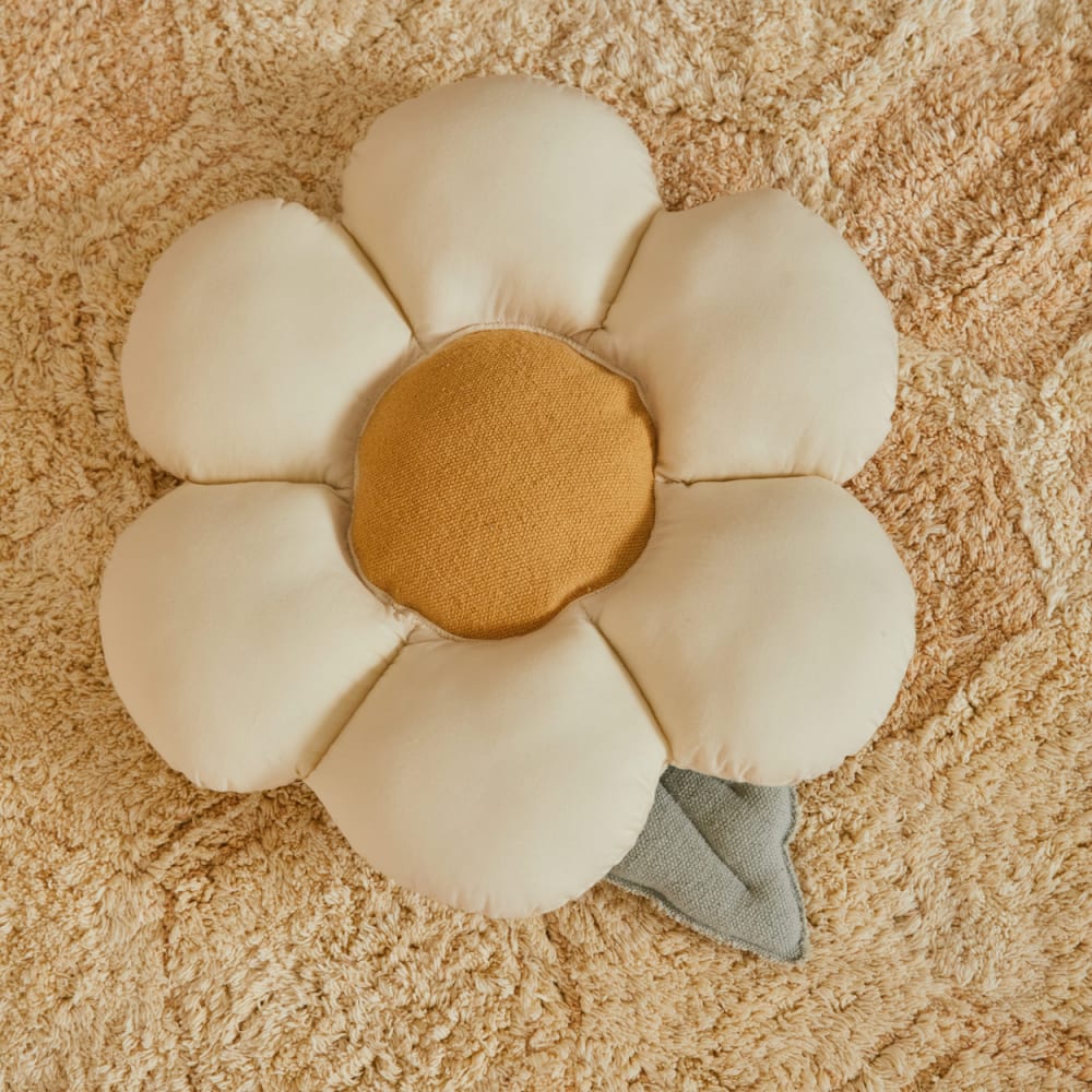 Coussin petite marguerite couverture en coton blanc Ø 35 cm - Maisons du Monde