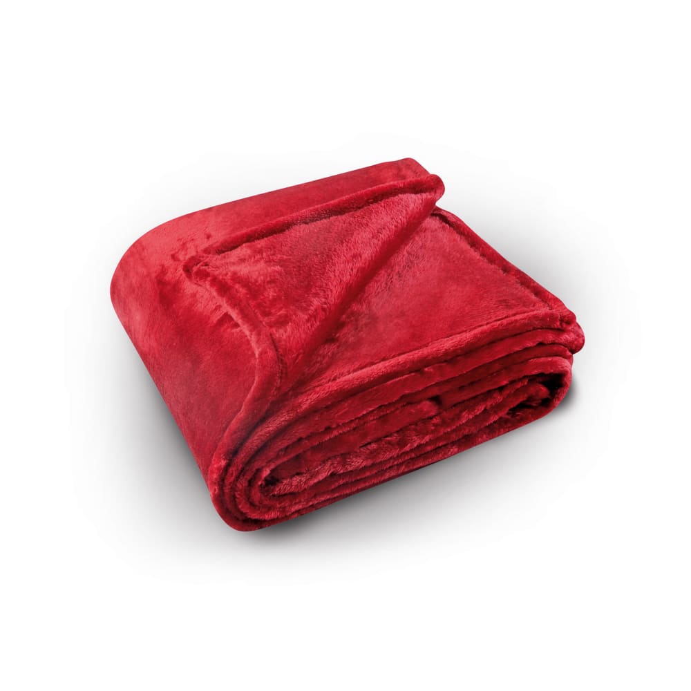 Couverture polaire unie ''pilonga'' polyester rouge 180x220 cm