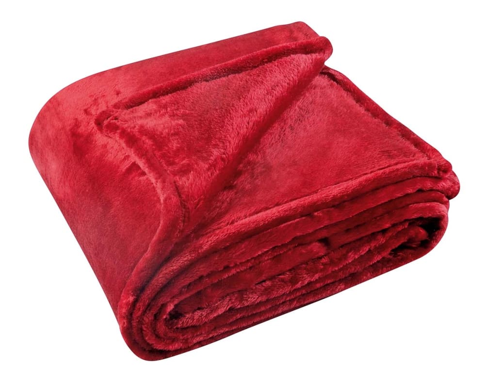 Couverture polaire unie "pilonga" polyester rouge 180x220 cm - Maisons du Monde