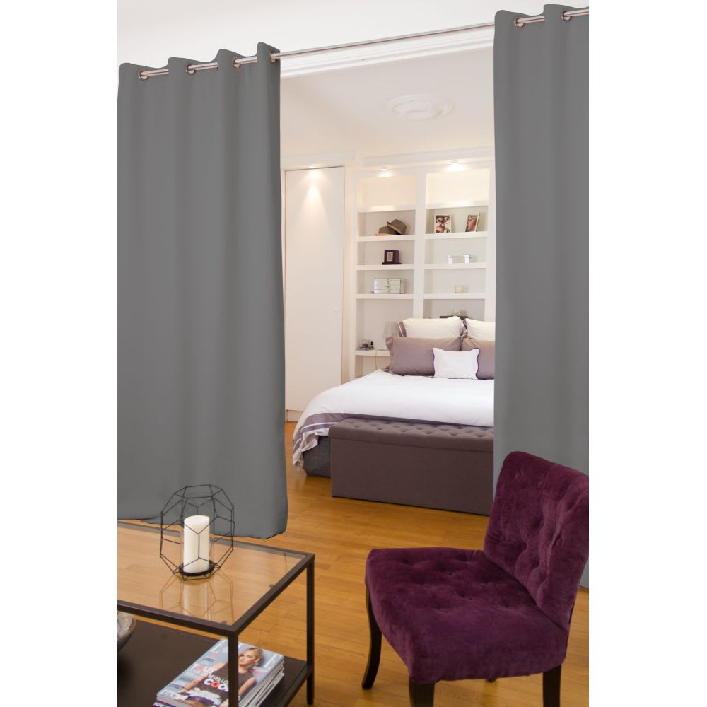 Moondream Lärmschutz-Raumteiler Ösen + bas ourlet Grau MC09 135Lx250H style classic chic Grau Pes - Polyester