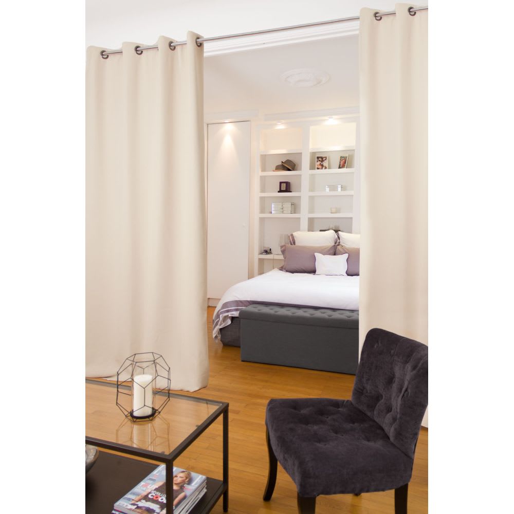 Rideau phonique séparateur pièce oeillet beige mc15 135lx250h