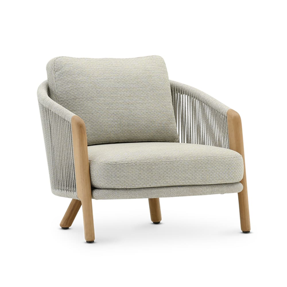 Fauteuil en teck et corde beige