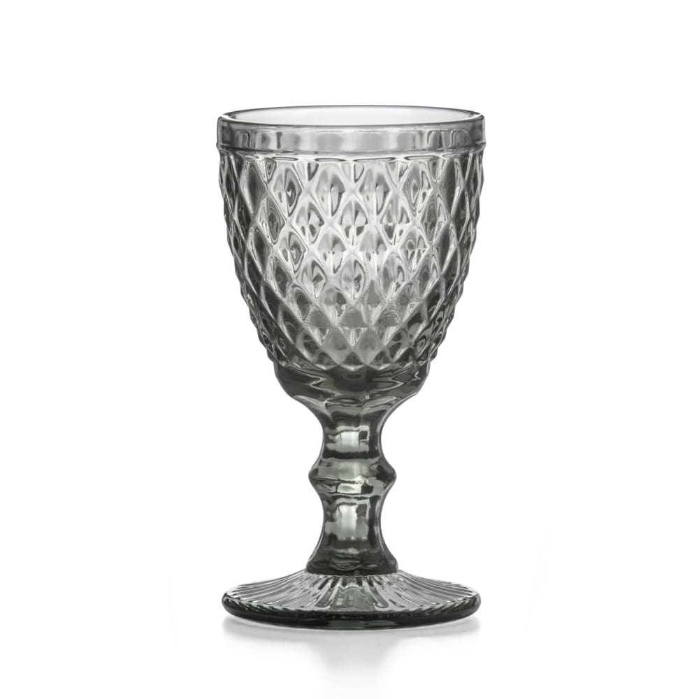 Verre à pied en verre pressé gris Verre à pied en verre pressé gris