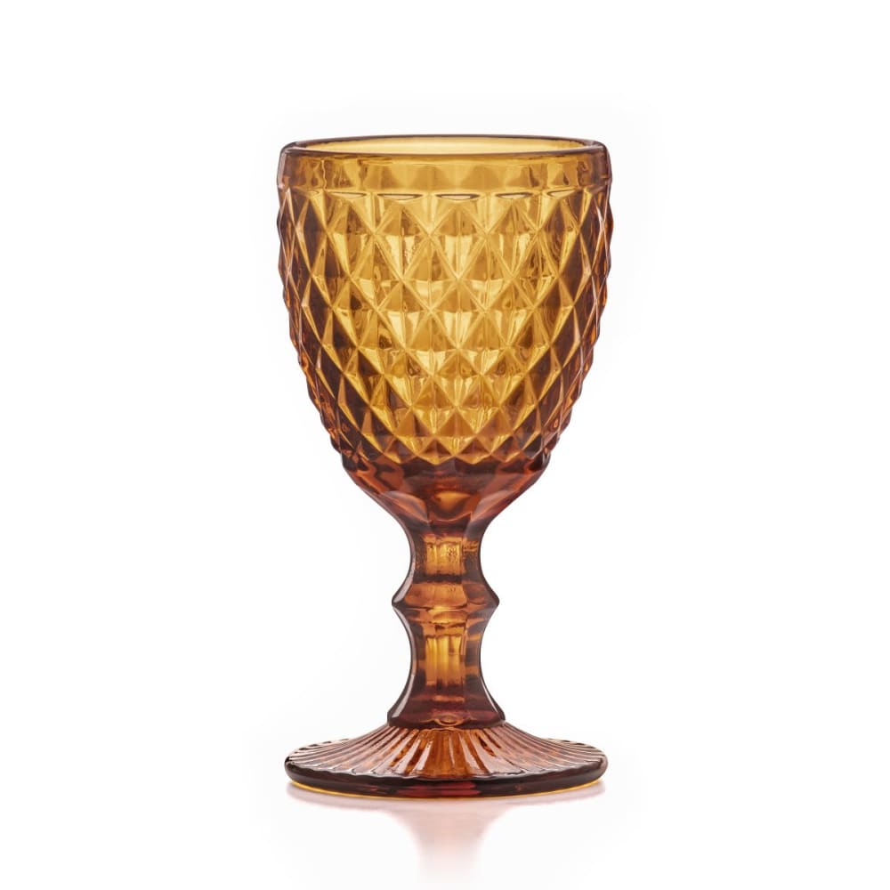Verre à pied en verre pressé jaune