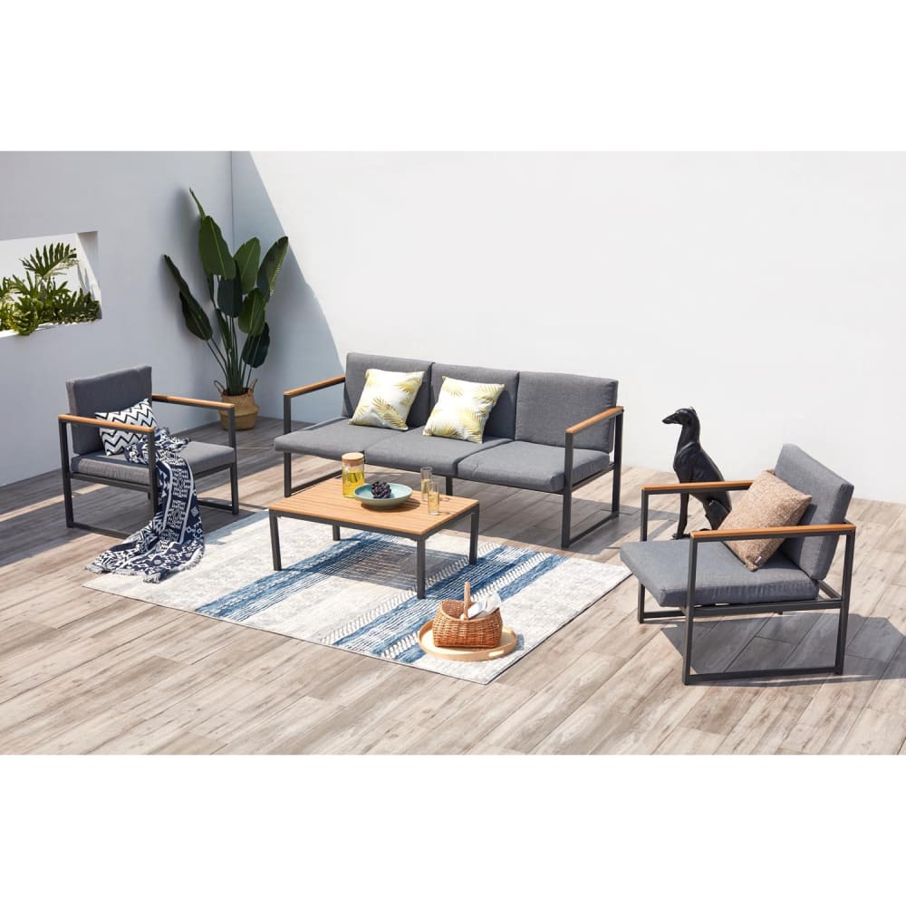 Salon de jardin bas en aluminium gris