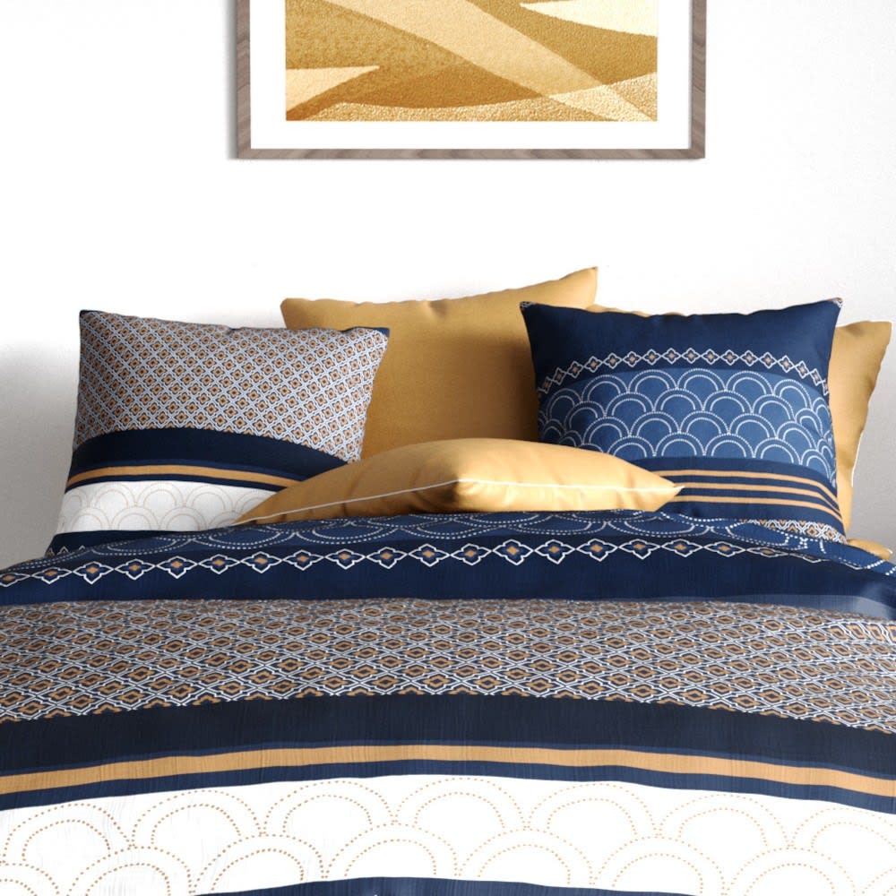 Parure de couette 100% coton 57 fils imprimée 240x220cm 2 taies - Maisons du Monde