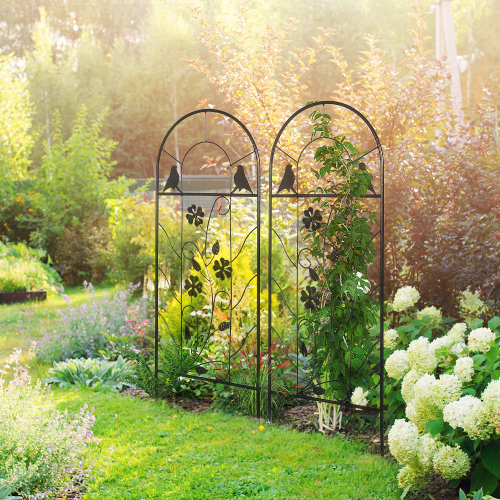 Lot de 2 treillis de jardin - dim. 38l x 98h cm - métal époxy noir — vue 4