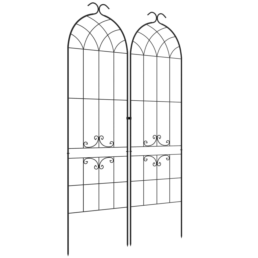 Lot de 2 treillis de jardin - dim. 50l x 181h cm - métal époxy noir - Maisons du Monde
