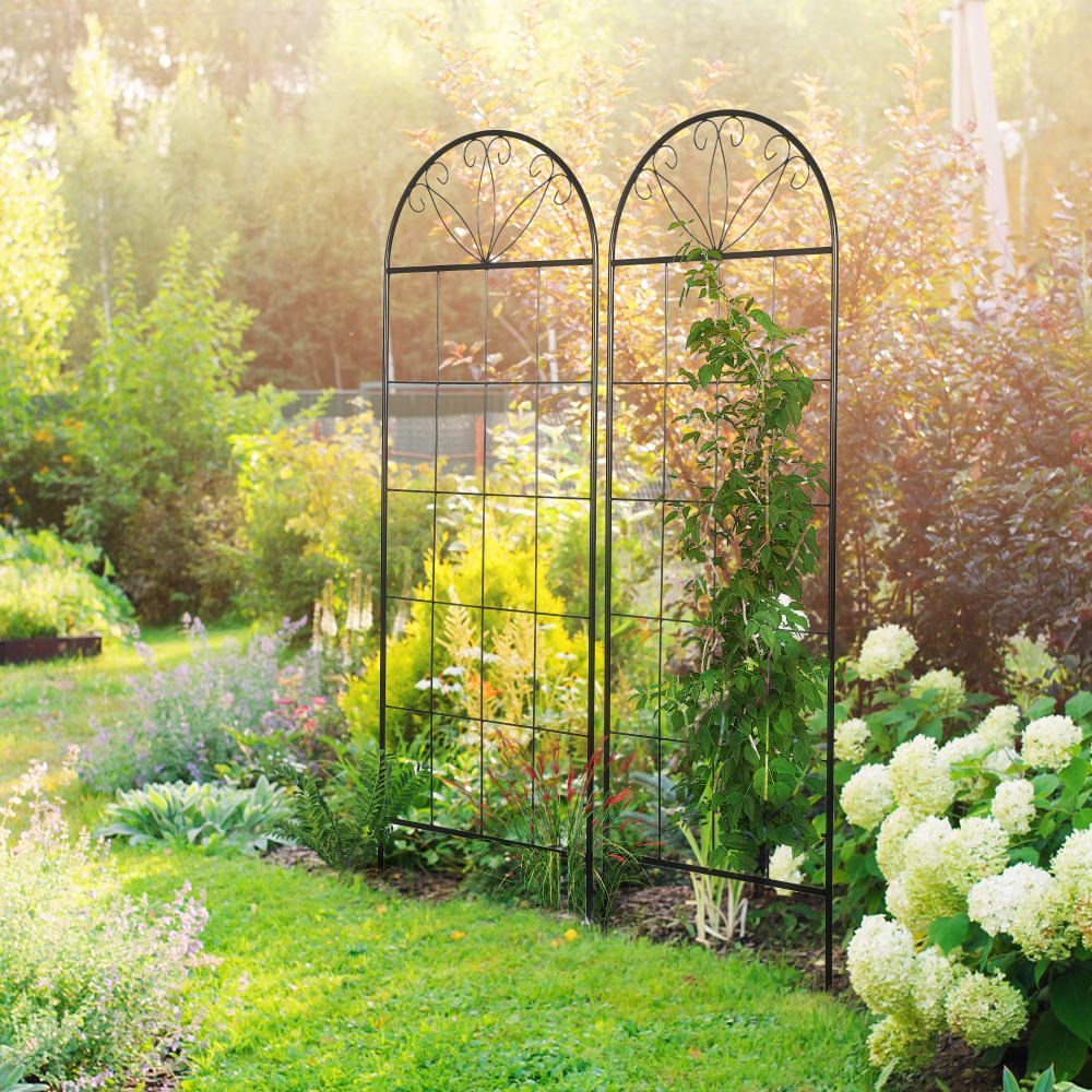 Lot de 2 treillis de jardin - dim. 51l x 152h cm - métal époxy noir - Maisons du Monde