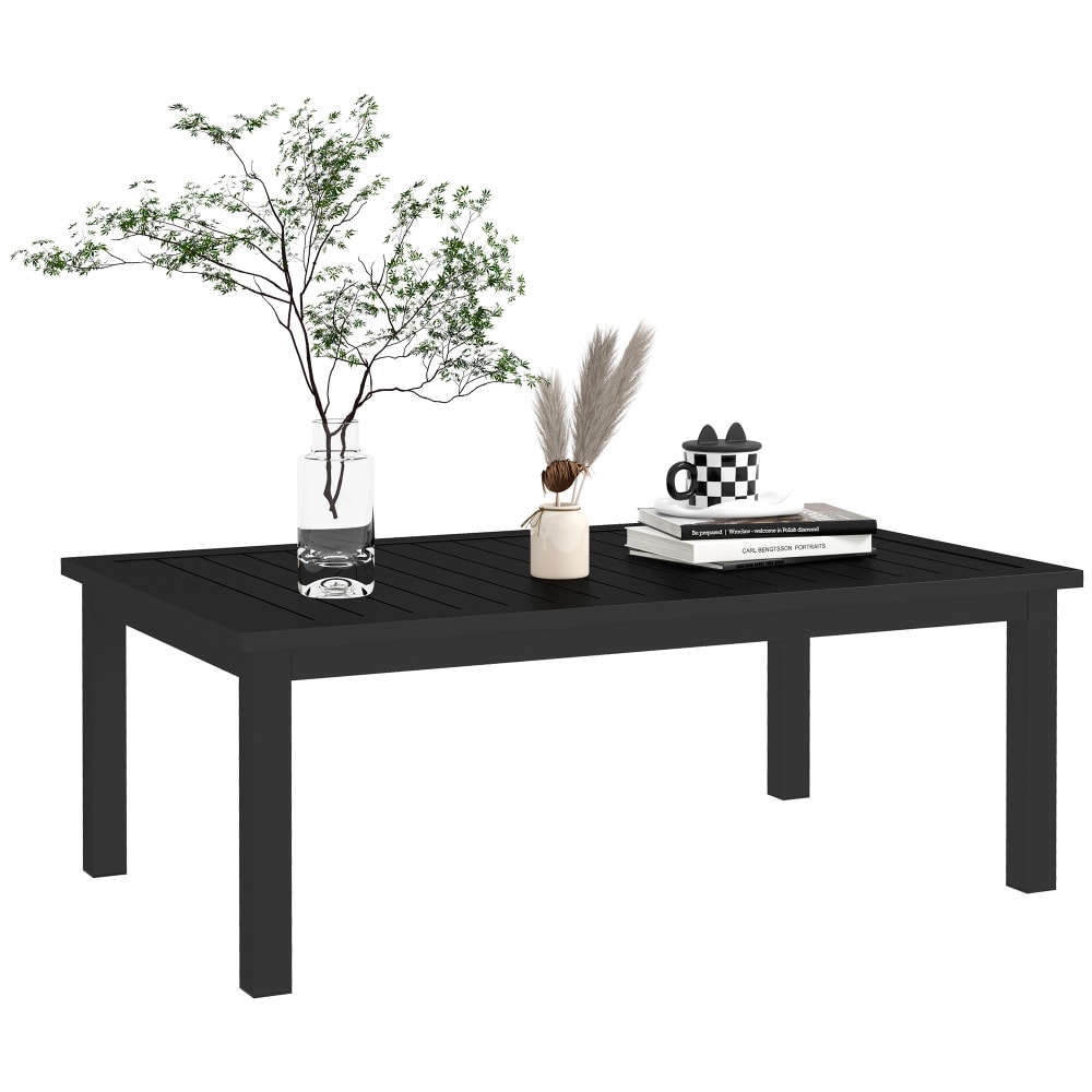 Table basse rectangulaire de jardin plateau à lattes alu