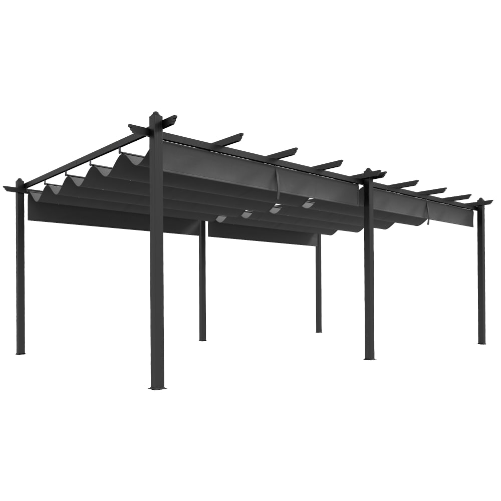 Pergola rétractable dim. 5,97L x 3,58l x 2,23H m alu polyester gris