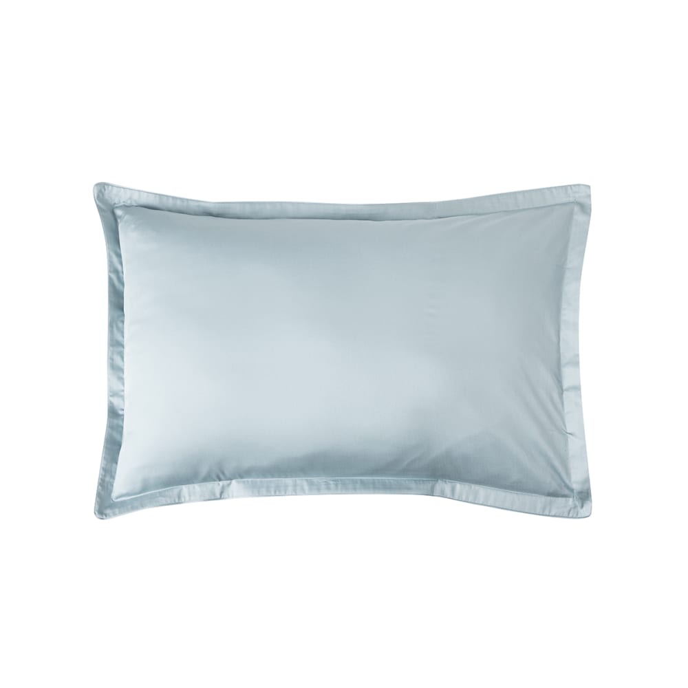 Taie d'oreiller en satin de coton bio bleu 50x75