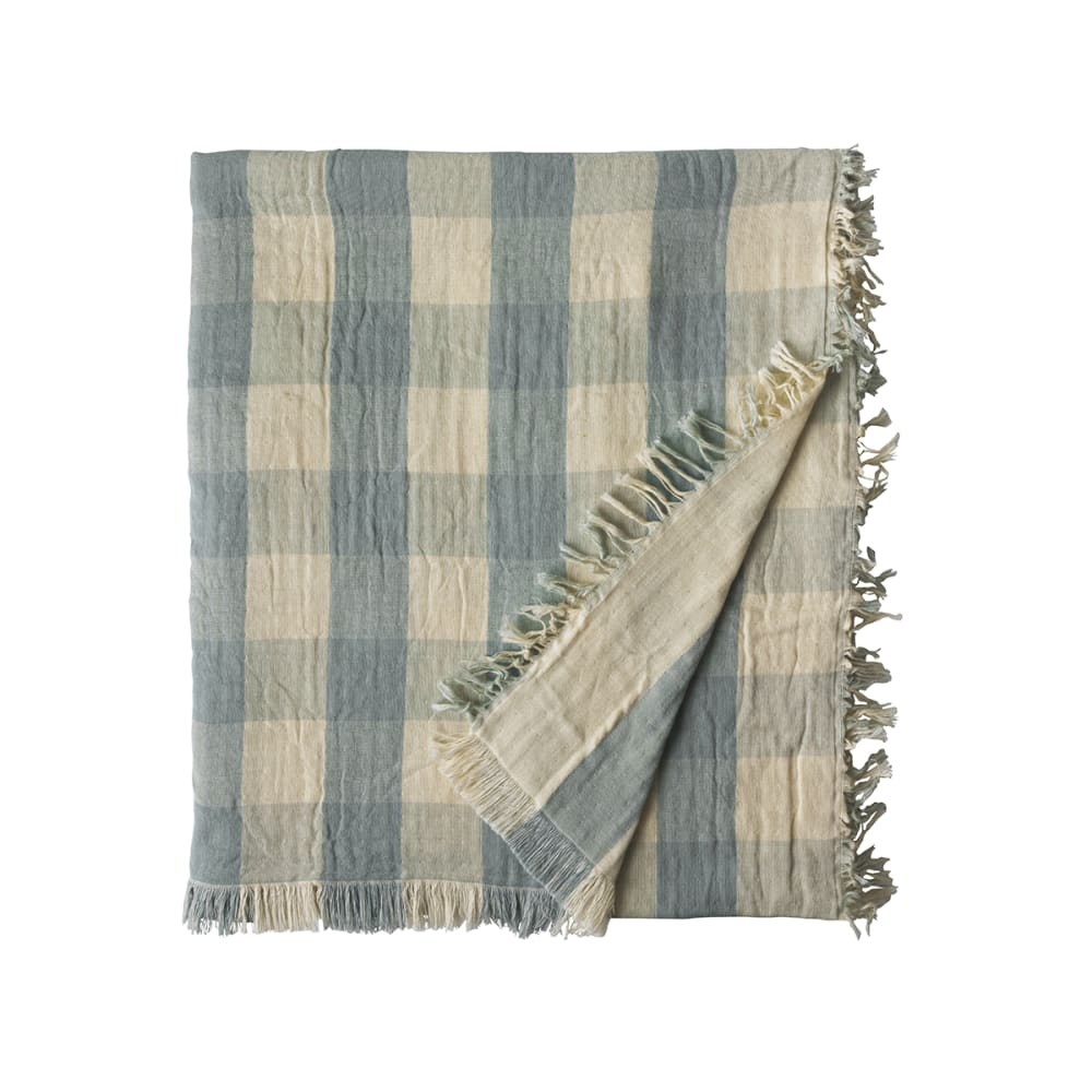 Plaid en gaze de coton bleu 130x170