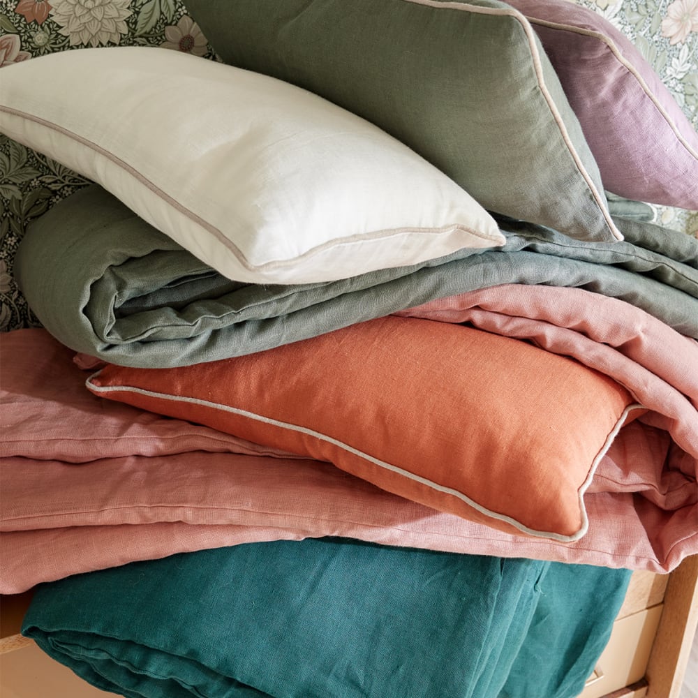 Housse de coussin matelassé en lin vert foncé 30x50 — vue 3
