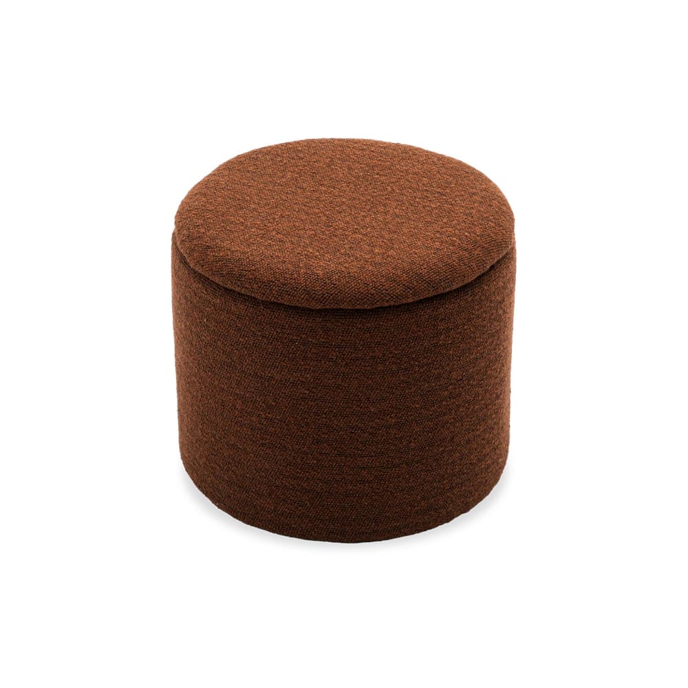 Pouf terracotta tissu rangement plaids, coussins