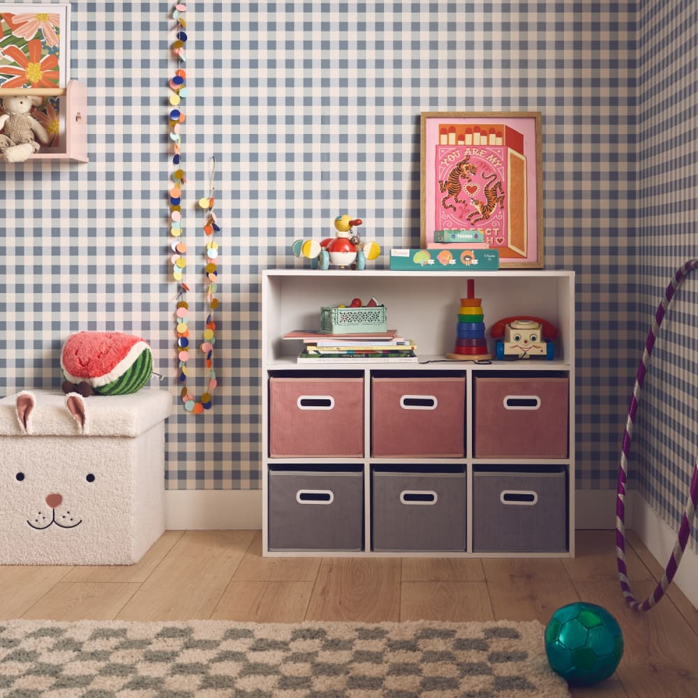 sweeek Aufbewahrungsmöbel für Kinder 3 rosa und 3 graue Boxen style modern Samt Kinder