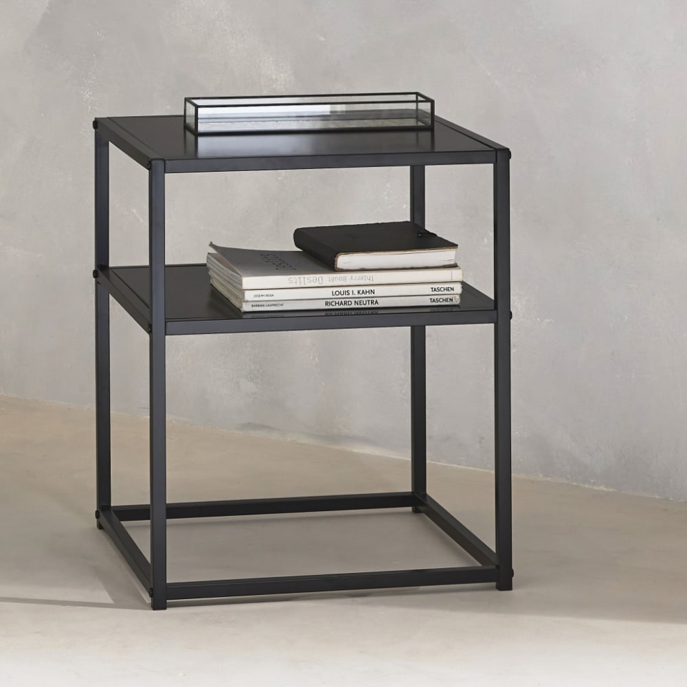sweeek Nachttisch aus schwarzem Metall mit 1 Regal style industrial - Metall