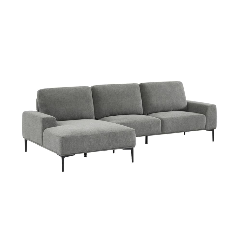 Canapé 3 places gris foncé et métal angle gauche