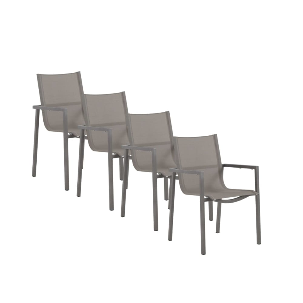 Lot de 4 fauteuils aluminium avec toile plastifiée taupe