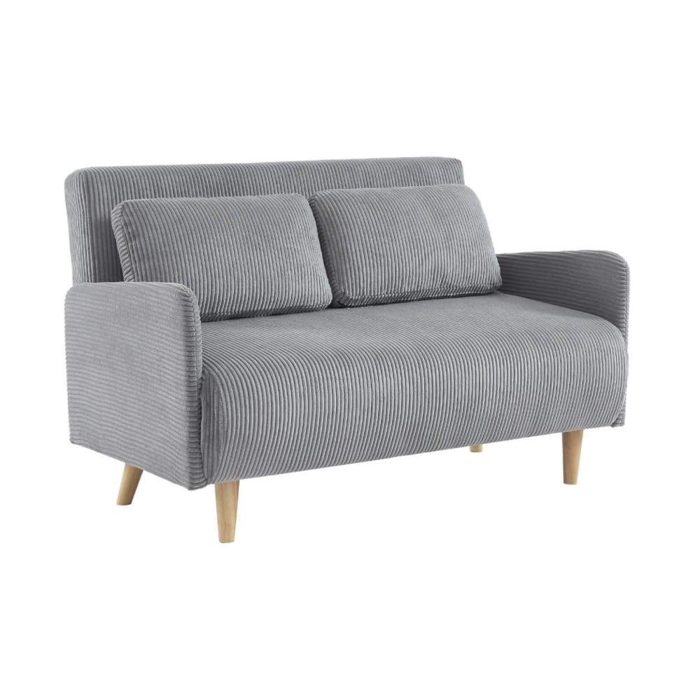 Canapé convertible en velours côtelé gris clair - Maisons du Monde