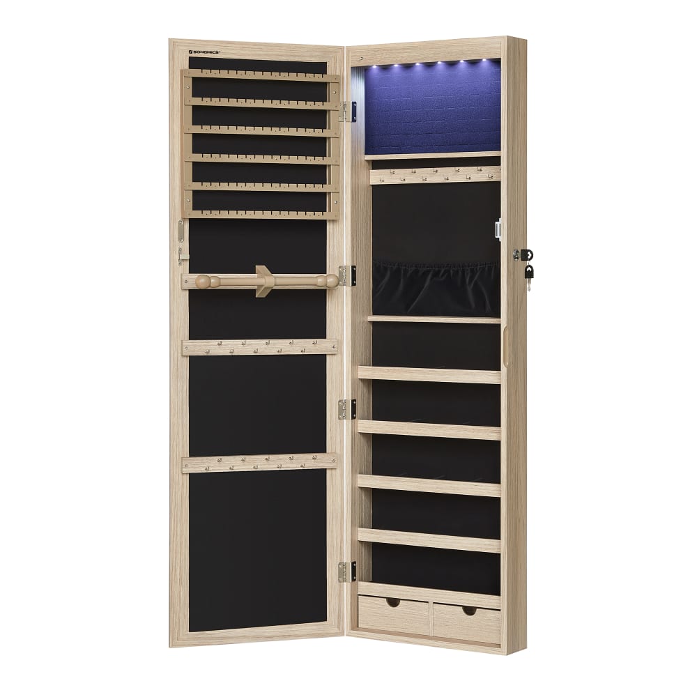 Armoire à bijoux avec miroir en verre couleur chêne - Maisons du Monde