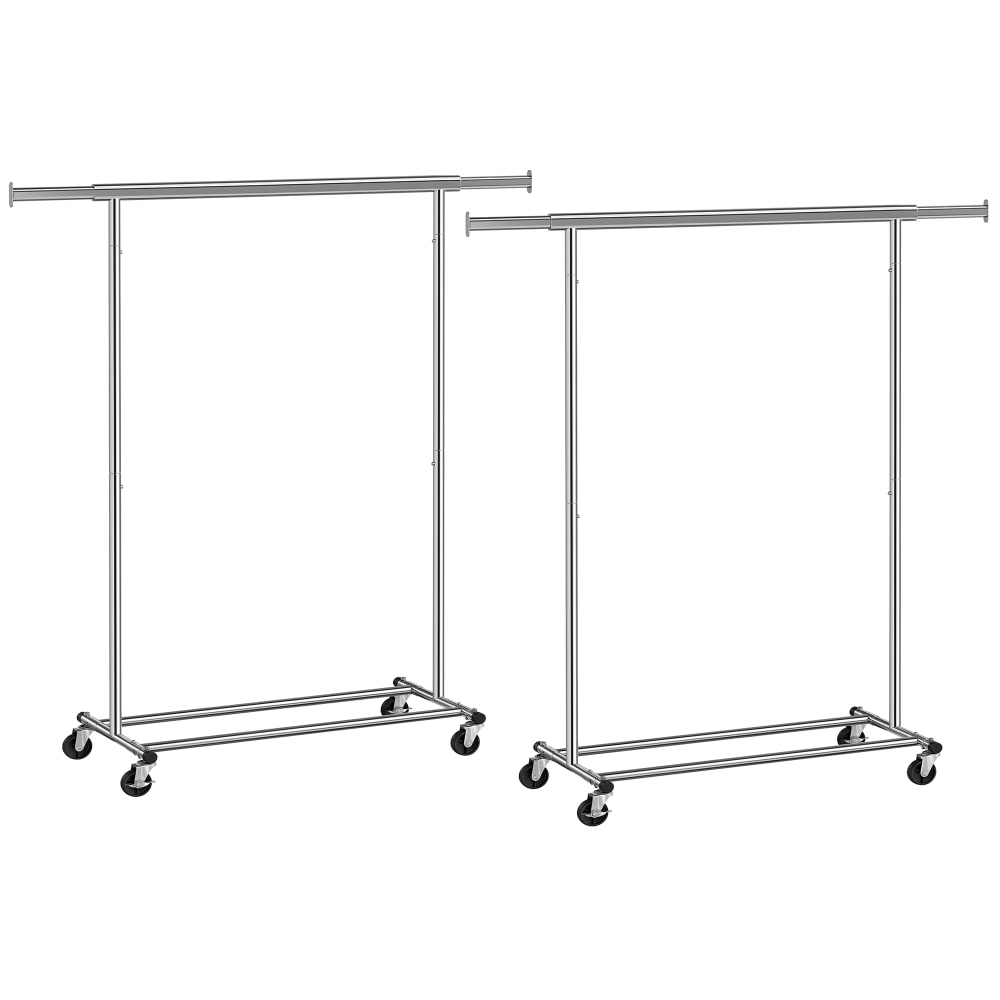 SONGMICS Ensembles de 2 portants à vêtements sur roulettes argent 100 kg style contemporain Argenté Acier - 132x160x46cm