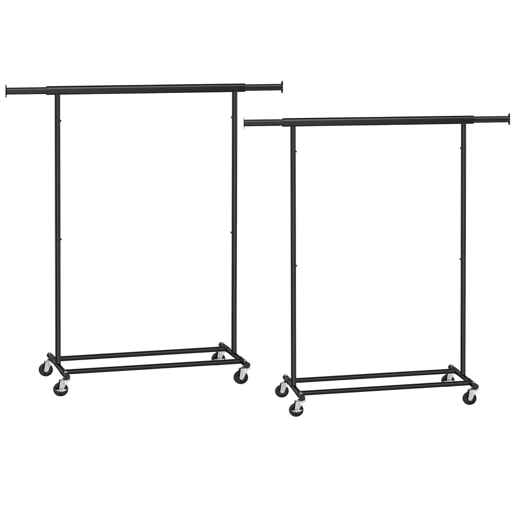 SONGMICS Ensembles de 2 portants à vêtements avec roulettes 100 kg noir style classique chic Noir Acier - 132x160x46cm