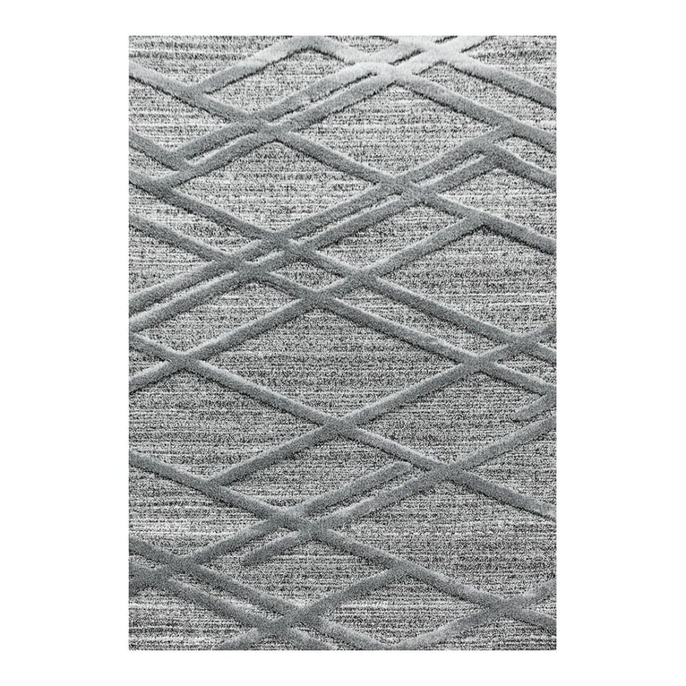 Tapis géométrique design en polypropylène gris 120x170