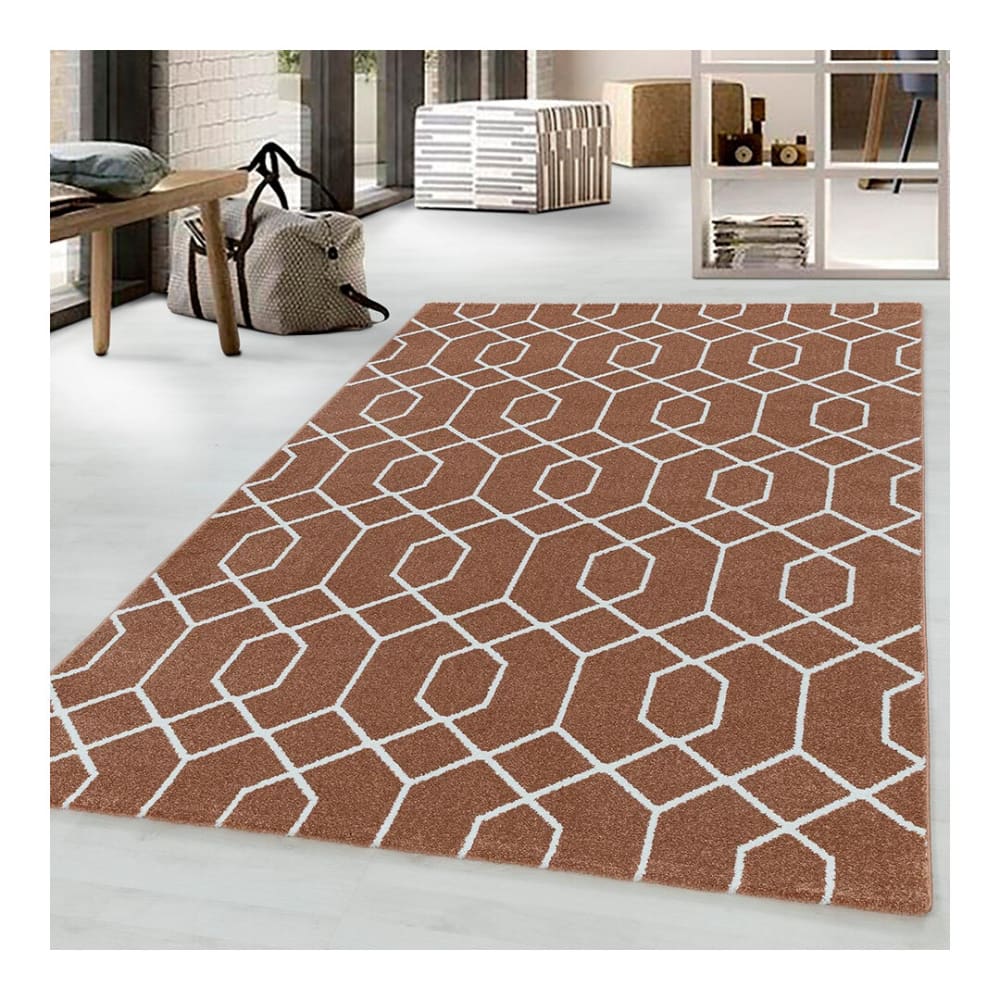 Tapis géométrique scandinave en polypropylène orange 120x170 - Maisons du Monde