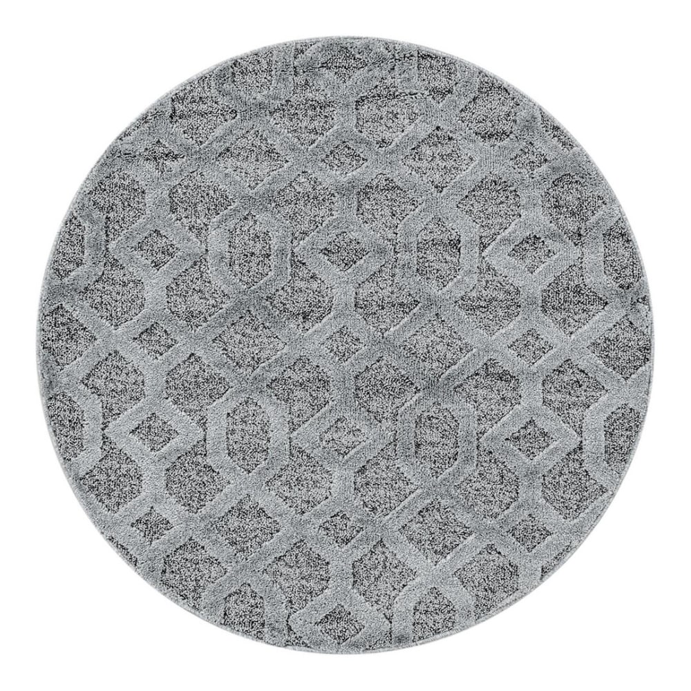 AlloTapis Tapis géométrique scandinave en polypropylène gris ø160 - Pvc - Poly Chlorure De Vinyle