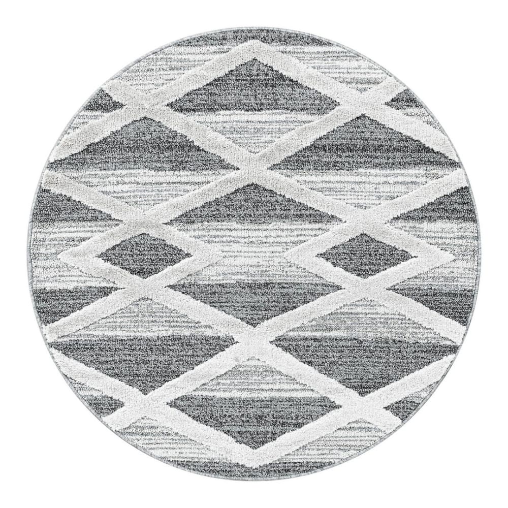AlloTapis Tapis géométrique scandinave en polypropylène gris ø80 - Pvc - Poly Chlorure De Vinyle