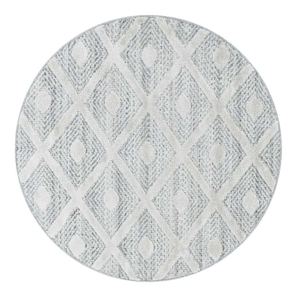 AlloTapis Tapis géométrique scandinave en polypropylène gris ø120 - Pvc - Poly Chlorure De Vinyle