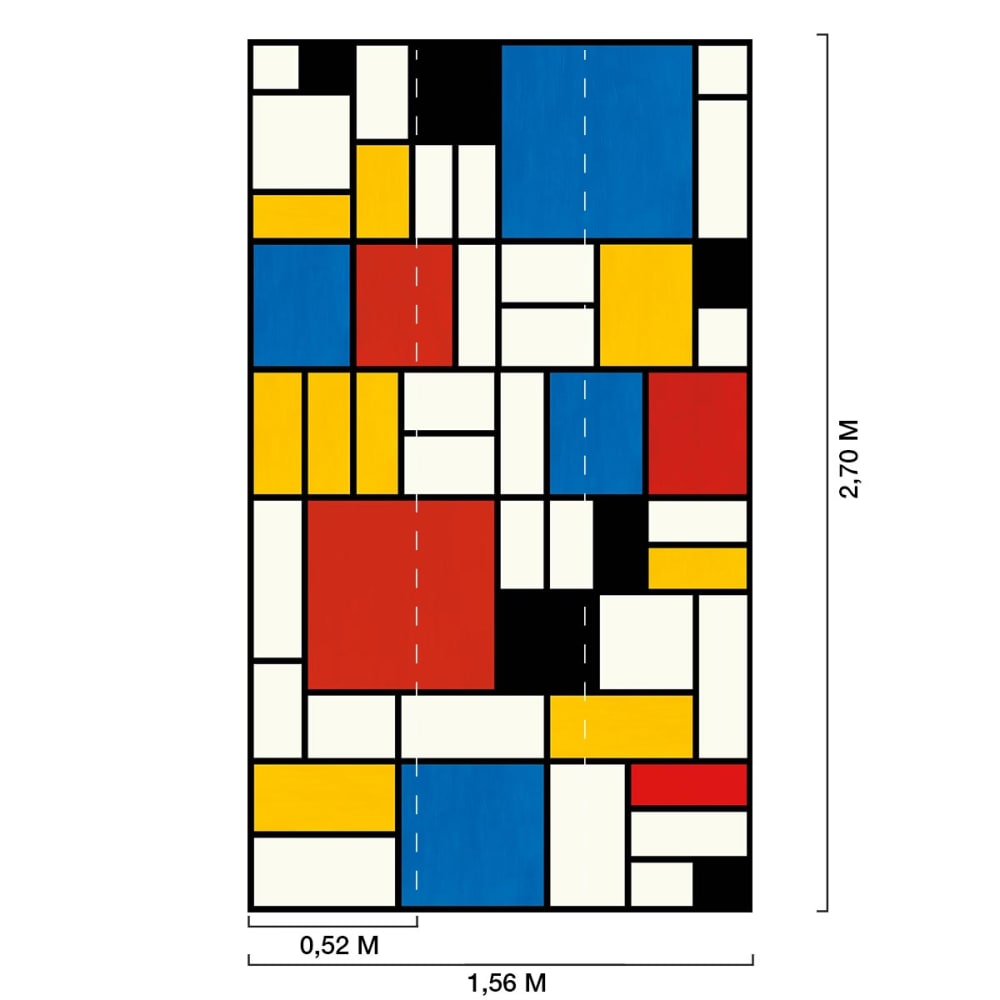 Papier peint, illustration mondrian 156x270 cm — vue 3