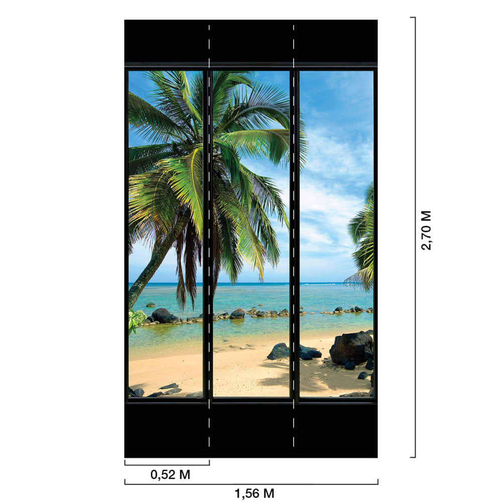 Papier peint, fenêtre sur plage de rêve 156x270 cm