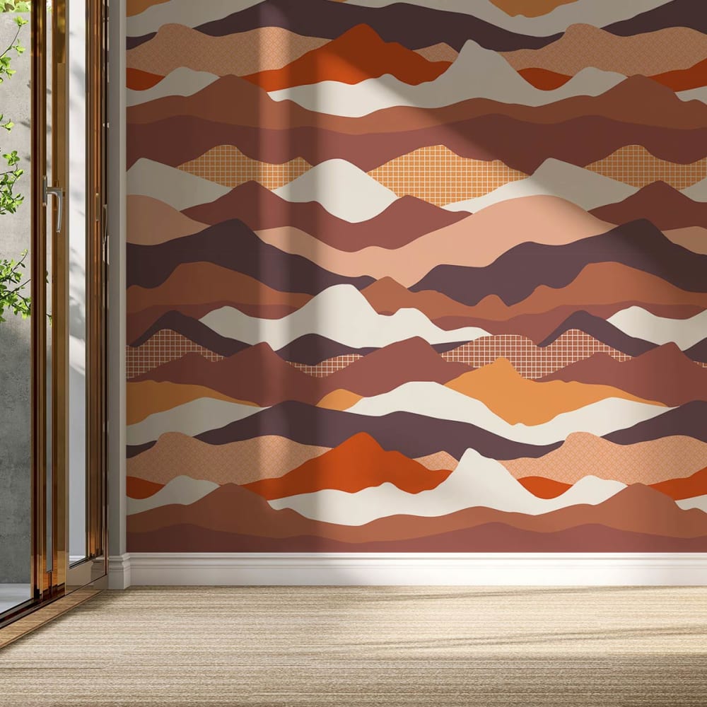 Hexoa Panorama-Tapete hügel 156x270cm style landhaus Braun Vlies