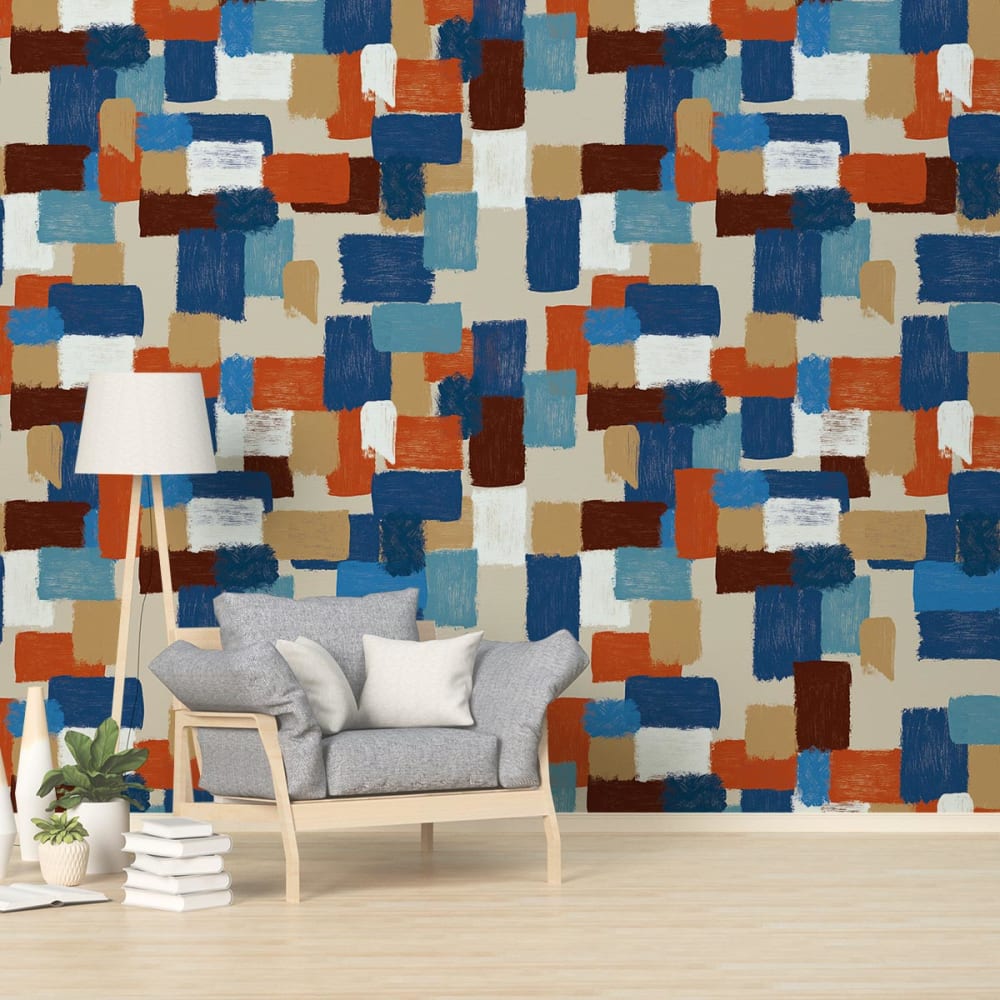 Papier peint, blue brush