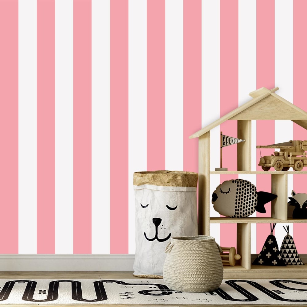 Hexoa Panorama-Tapete rosa streifen 52x1000cm style modern - Vlies