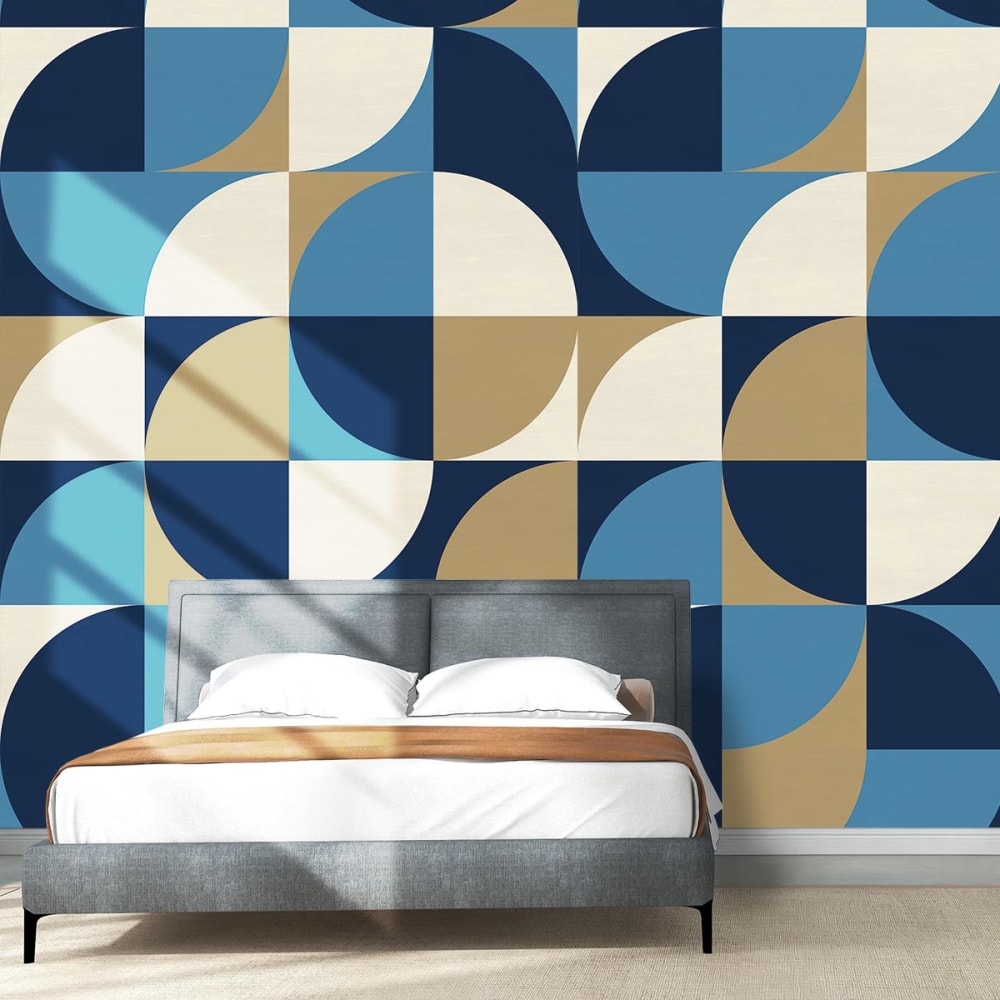 Hexoa Tapete circulaire chambre 156x270cm style modern Blau Vlies