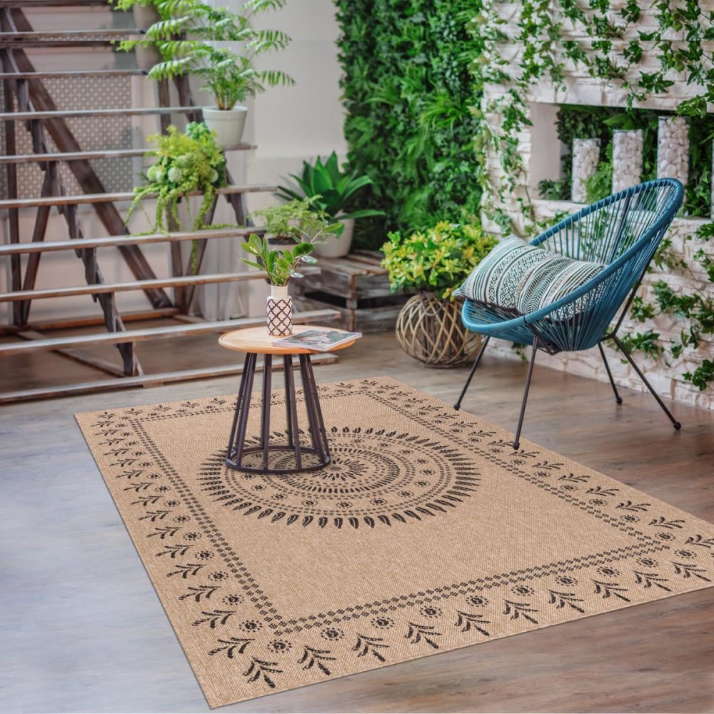 Tapis exterieur 120x170 beige, noir - Maisons du Monde