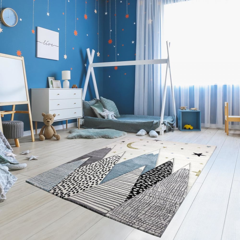 Tapis enfant facile à entretenir, motif étoile, crème 80x150 - Maisons du Monde