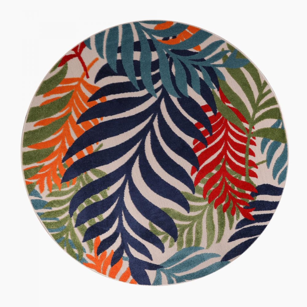 Tapis exterieur 120x120 rond bleu, rouge, orange, vert