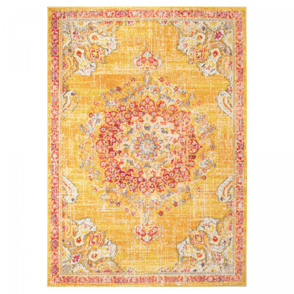 Un amour de tapis Tapis orient style 200x290 jaune, rouge style inspirations d'ailleurs - Pes - Polyester