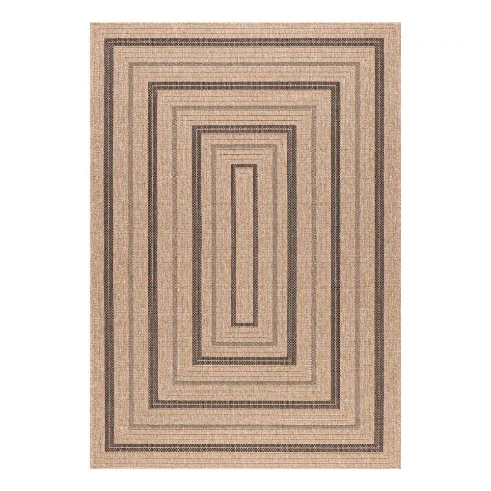 Tapis extérieur 200x290 tissé kilim beige et noir JUTE ART 5