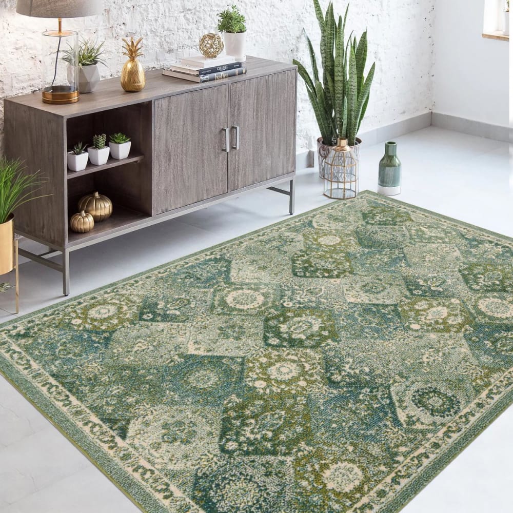Un amour de tapis Tapis orient style 160x230 vert, blanc style inspirations d'ailleurs - Pes - Polyester