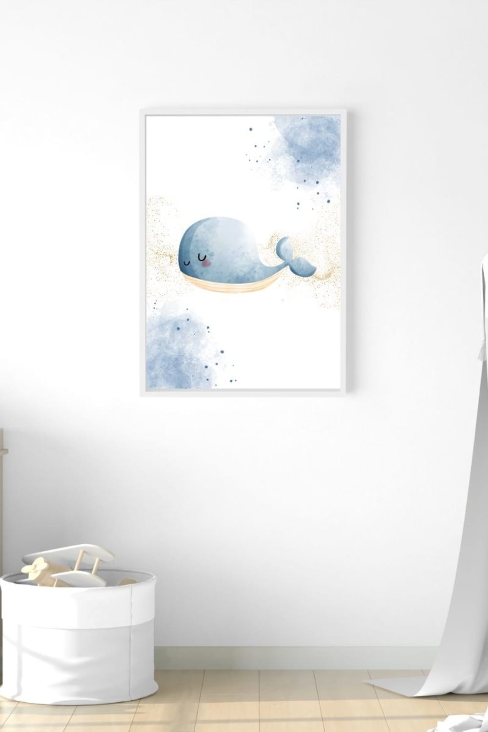 Cadre pour enfants baleine bleue naviguant multicolore 43x33 - Maisons du Monde