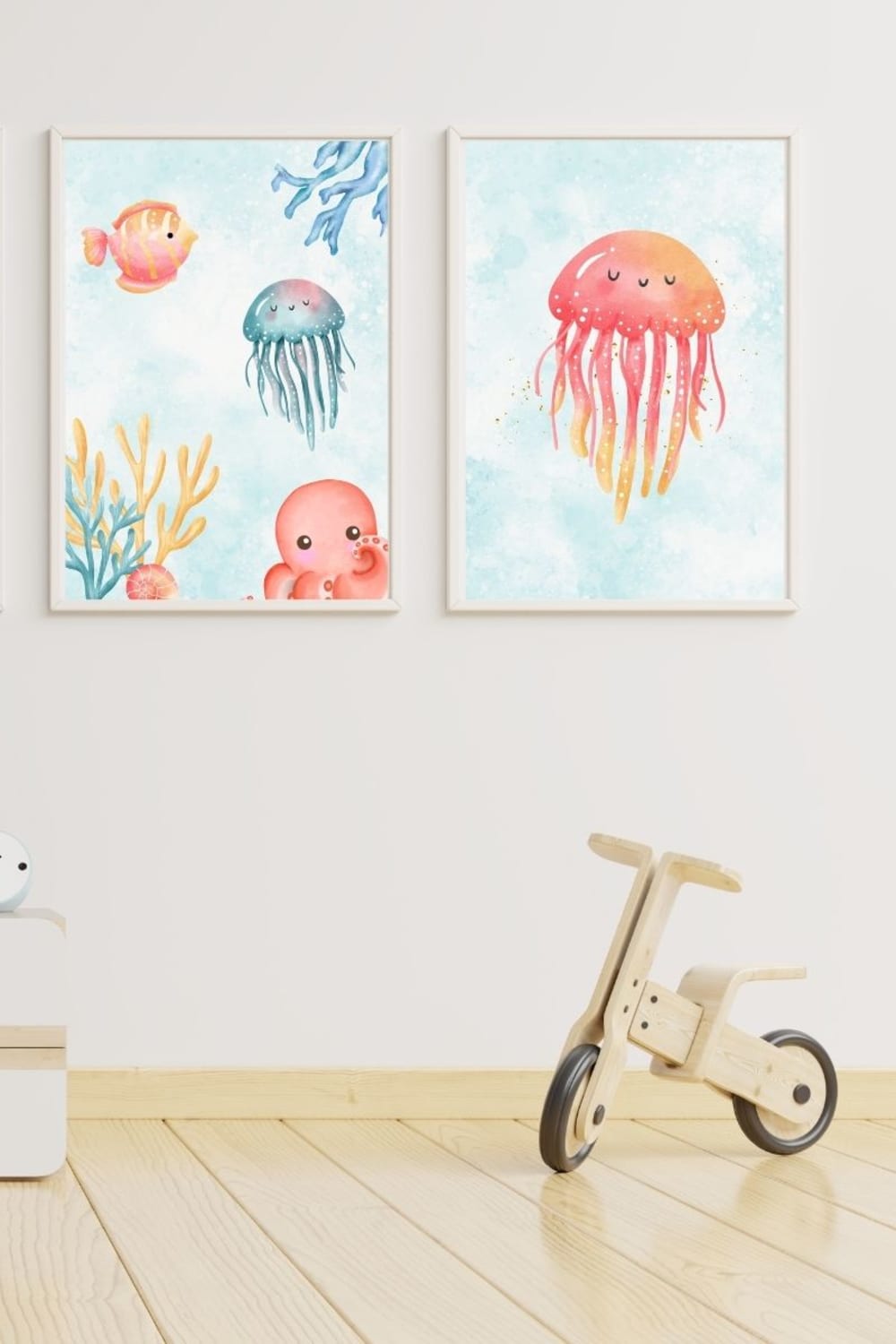 Cadres pour enfants océan et méduses imprimé multicolore 43x33 - Maisons du Monde