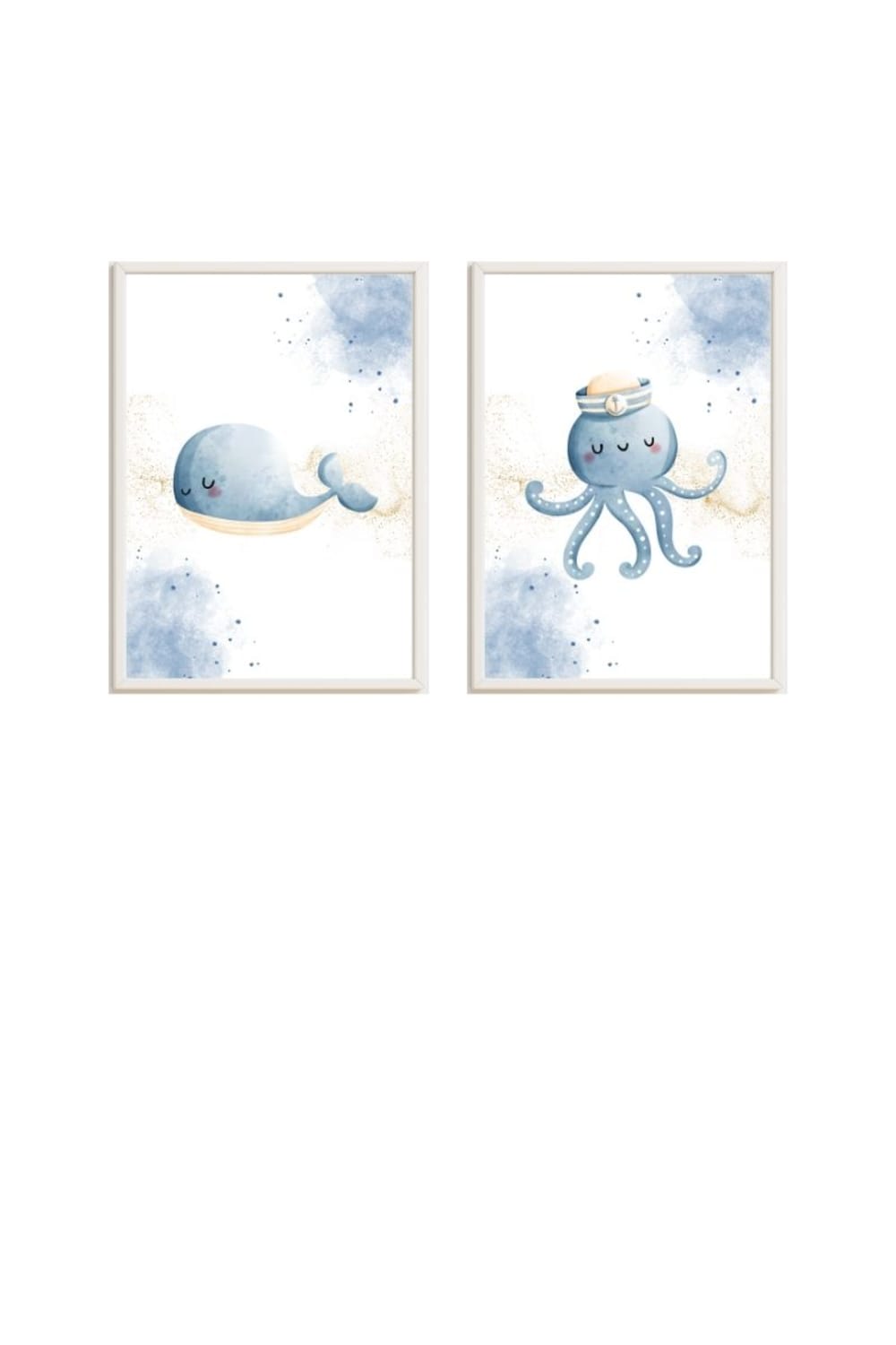 Cadres pour enfants baleine et pieuvre multicolore 43x33